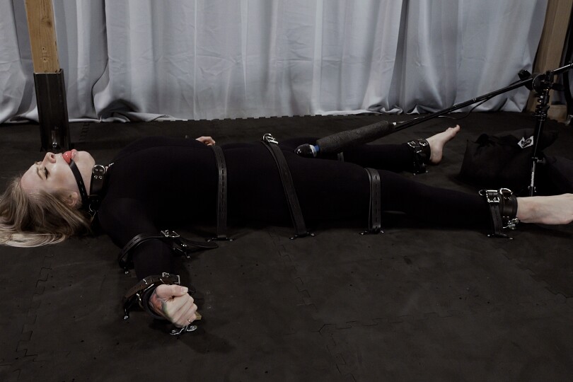 Kaiia Strapped Down with Leather Belts Bondage Orgasms