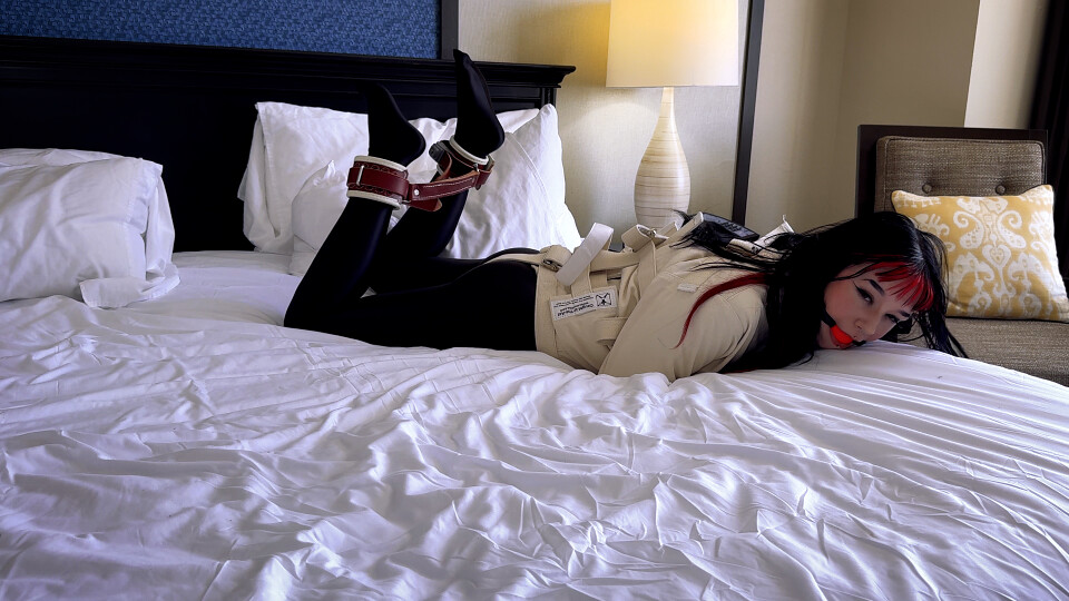 Chatty Ditria Rose Silenced with Ballgag as She Wiggles in Straitjacket